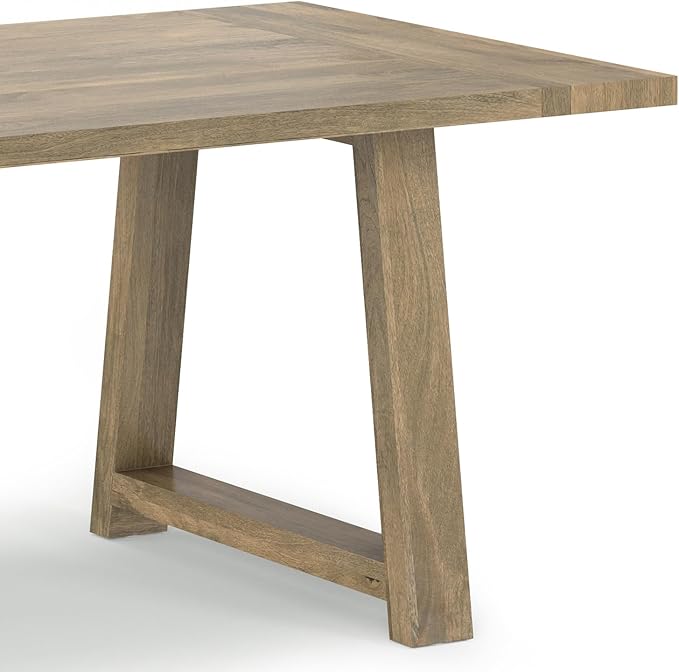 SIMPLIHOME Whitley Dining Table - 72 inch Wide Solid Mango Rectangular Kitchen Table with Trestle Base in Grey Wash, Modern Farmhouse Style for Dining Room or Family Room, Seats 6