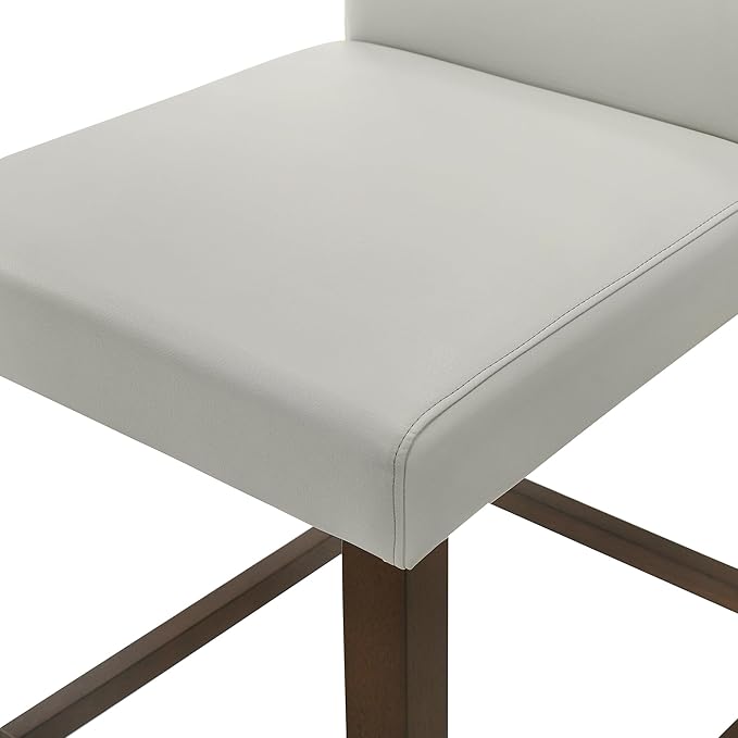 CHITA Counter Height Bar Stools Set of 3, 27" H Seat Height Upholstered Barstools, PU Leather in Creamy Grey