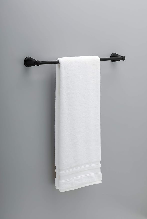 Franklin Brass Kinla 5-Piece Bathroom Set Matte Black 18" and 24" Towel Bar Racks, Toilet Paper Holder, Ring, Hook KIN5PC-MB