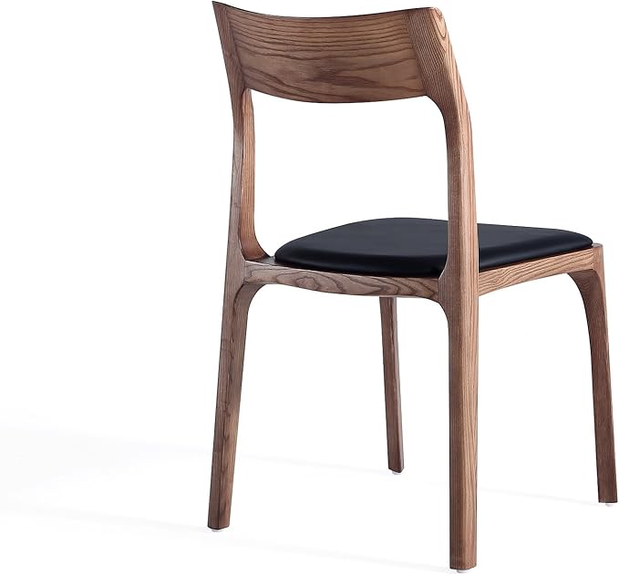 Manhattan Comfort Moderno Stackable Dining Chairs with Leatherette Upholstered Seat, Foam Padding & Solid Wood Frame, Suitable for Kitchen or Restaurant Usage, Set of 4, Black