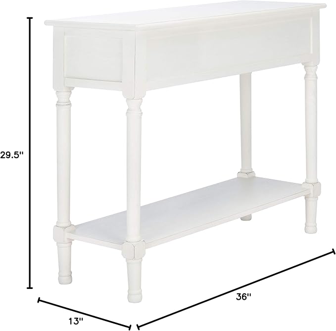 Safavieh Home Collection Tate Distressed White 2-Drawer Bottom Shelf Console Table