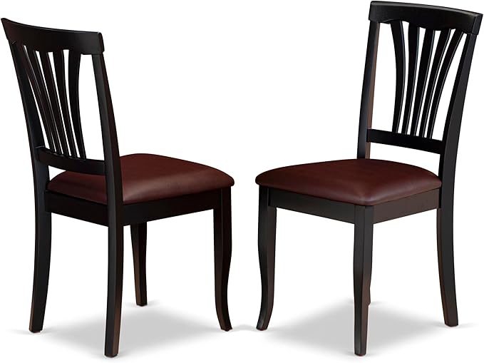East West Furniture ANAV5-BLK-LC 5 Piece Dinette Set for 4 Includes a Round Kitchen Table with Pedestal and 4 Faux Leather Dining Room Chairs, 36x36 Inch, Black & Cherry