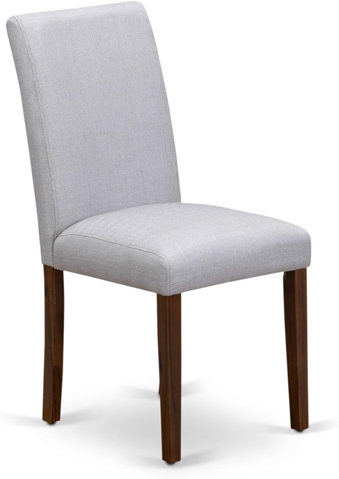 East West Furniture DMAB3-AWA-05 3 Piece Dinette Set for Small Spaces Contains a Round Dining Table with Dropleaf and 2 Grey Linen Fabric Parson Dining Chairs, 42x42 Inch, Walnut