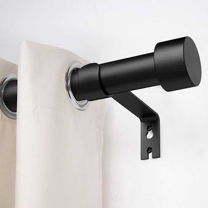 2 Pack Curtain Rods for Windows 72 to 144 Inch, 1 Inch Black Adjustable Heavy Duty Extra Long Curtain Rod Set with End Cap, Modern Outdoor Drapery Rods for Patio Bedroom, Size 32"- 150"