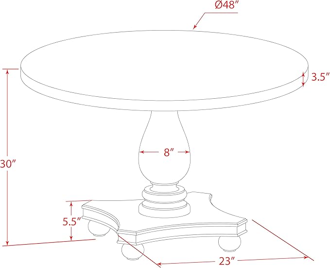 East West Furniture I2MZ5-748 5 Piece Kitchen Table Set for 4 Includes a Round Dining Room Table with Pedestal and 4 Coffee Linen Fabric Parsons Dining Chairs, 48x48 Inch, Distressed Jacobean