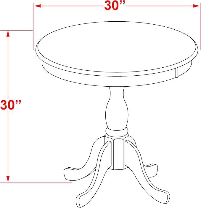 East West Furniture ESGA3-BCH-24 3 Piece Kitchen Table Set for Small Spaces Contains a Round Dining Room Table with Pedestal and 2 Black Linen Fabric Padded Chairs, 30x30 Inch, Black & Cherry