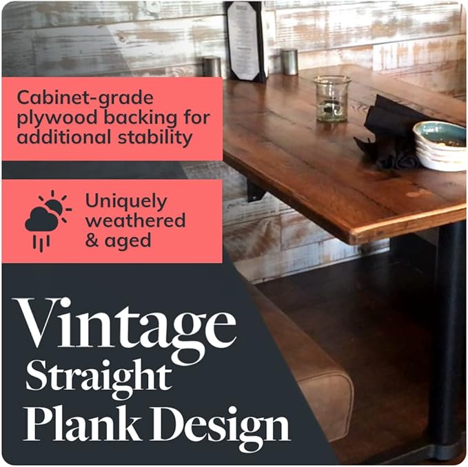 Reclaimed Wood Table Top - Rustic Recycled Wooden Piece Perfect for Signs, Counters, Kitchens, Dining and Coffee Table Tops (Straight Plank Table Top, 30" x 30")