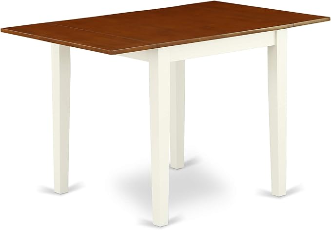 East West Furniture NDAV5-WHI-W 5 Piece Kitchen Table & Chairs Set Includes a Rectangle Dining Room Table with Dropleaf and 4 Solid Wood Seat Chairs, 30x48 Inch, Buttermilk & Cherry