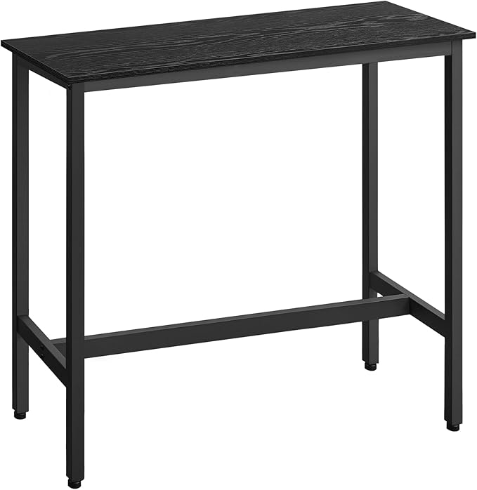 VASAGLE Bar Table, Narrow Long Kitchen Dining Table, Sturdy Metal Frame, Industrial, 15.7 x 39.4 x 35.4 Inches, Ebony Black and Ink Black ULBT010B56