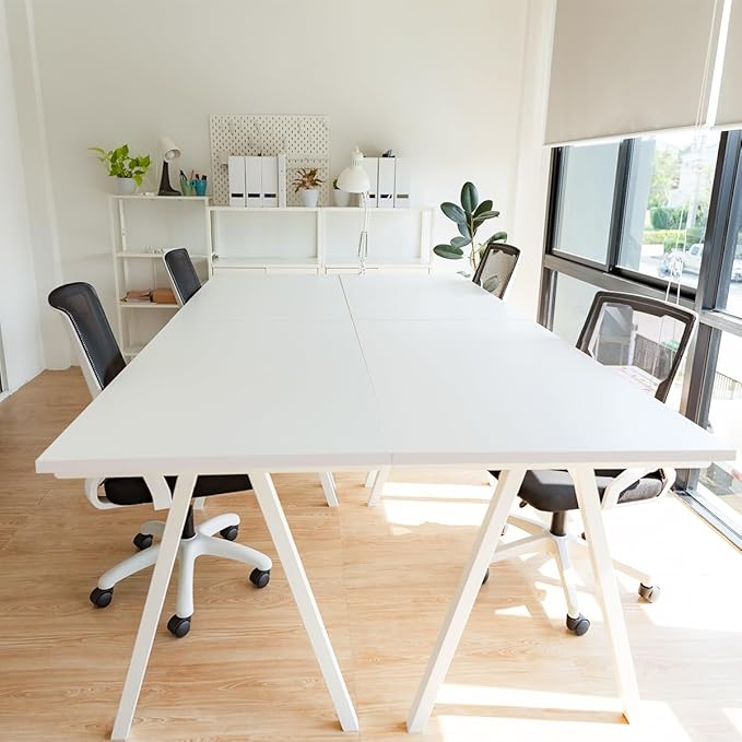Kaboon White Table Top 23.62" D x 55" W, Solid One-Piece Desktop, Universal Wood Countertop, Reversible Laminate Top, Double Desks, L-Desk DIY, for Home and Commercial