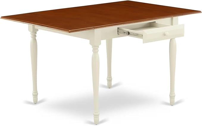 East West Furniture MZAV3-WHI-W 3 Piece Dining Table Set for Small Spaces Contains a Rectangle Dining Room Table with Dropleaf and 2 Wood Seat Chairs, 36x54 Inch, Buttermilk & Cherry