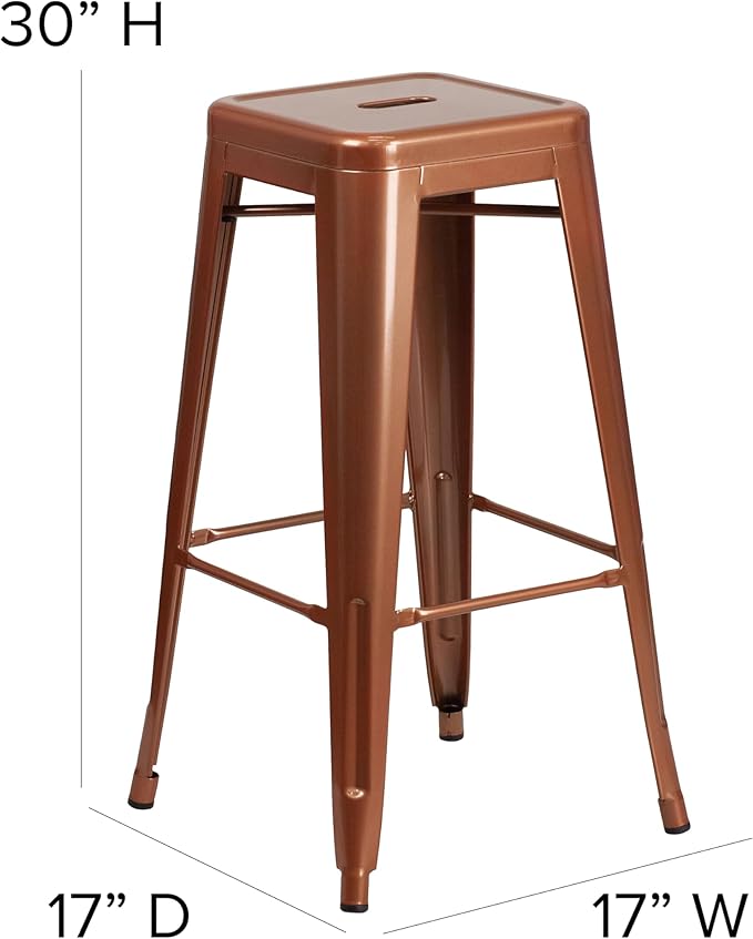 Flash Furniture Kai Commercial Grade 4 Pack 30" High Backless Copper Indoor-Outdoor Barstool