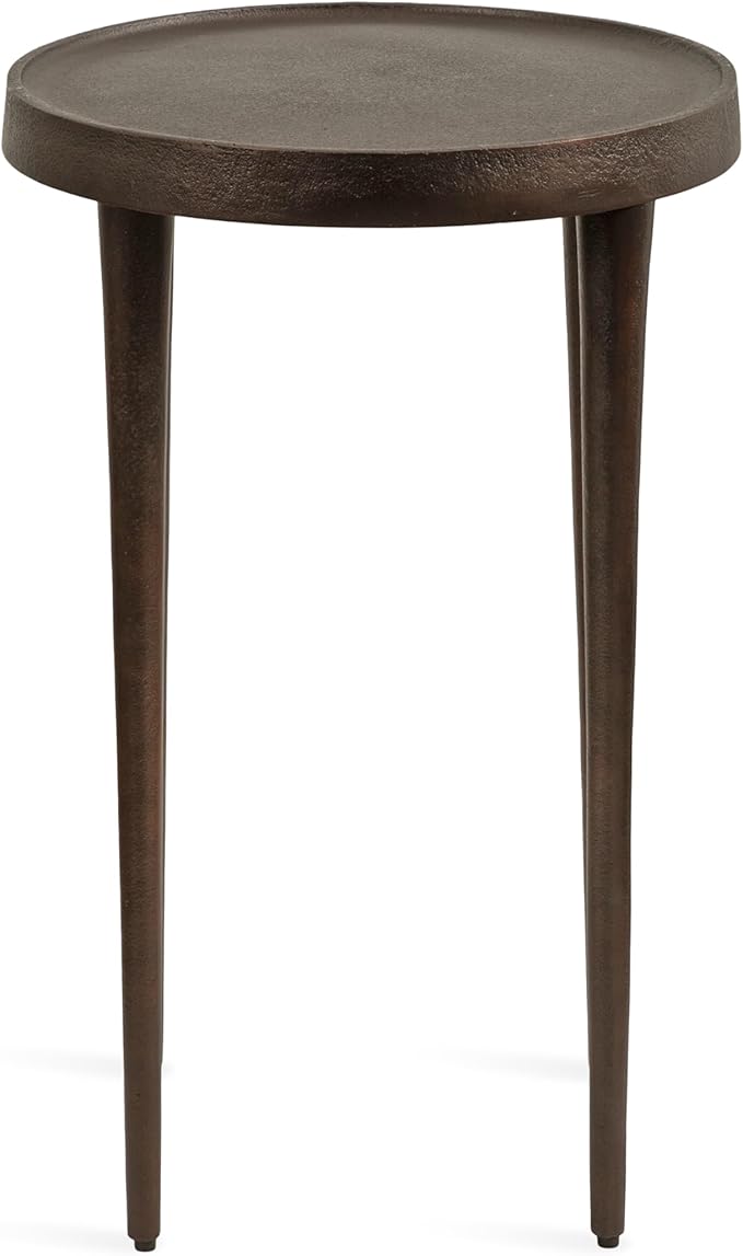 Kate and Laurel Rava Modern Metal Round Side Table, 14 x 14 x 22, Bronze, Cast Aluminum Accent Table for Use as Indoor Plant Stand or Living Room Decor Piece