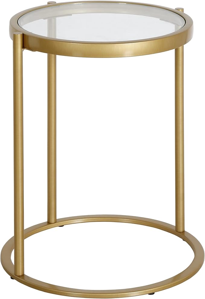 Duxbury 16'' Wide Round Side Table in Brass