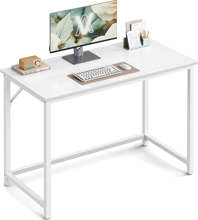 VASAGLE Computer Desk, Office Work Desk, 19.7 x 39.4 x 29.9 Inches, for Study, Bedroom, Home Office, Living Room, Maple White and Cloud White ULWD041W44