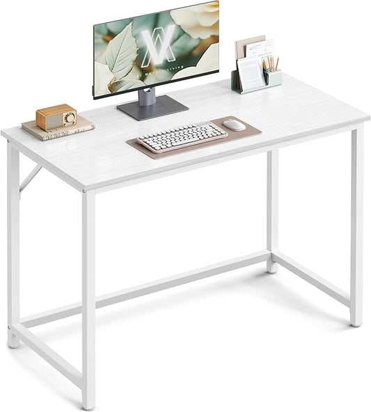 VASAGLE Computer Desk, Office Work Desk, 19.7 x 39.4 x 29.9 Inches, for Study, Bedroom, Home Office, Living Room, Maple White and Cloud White ULWD041W44