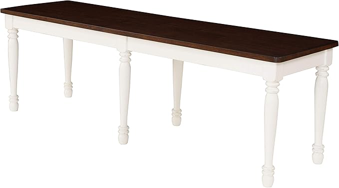 Crosley Furniture Shelby 6-Piece Traditional Dining Table Set for 7 with 4 Chairs and a Wood Bench, Distressed White