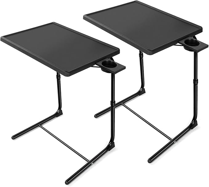 Adjustable TV Tray Set of 2 - TV Dinner Tray on Bed & Sofa, Comfortable TV Tray Table with 6 Height & 3 Tilt Angle Adjustments by HUANUO (2 Pack)