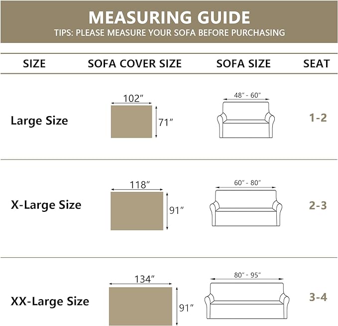 MYSKY HOME Loveseat Cover Beige Couch Cover Sectional Couch Covers for 2 Cushion Couch Sofa Thick Universal Chenille Sofa Cover with Tassel Durable Furniture Protector for Dogs 91" x 118"