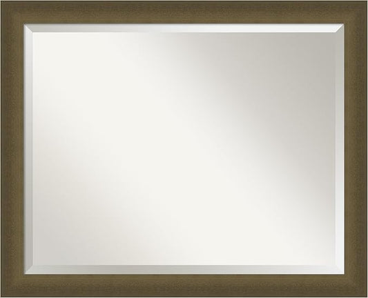Amanti Art Bronze Bathroom Mirror for Over Sink, 26x32 Blaine Light Bronze Narrow Rectangle Vanity Mirror, Large Modern Contemporary Frame, Hangs Horizonally and Vertically, Bathroom Wall Decor