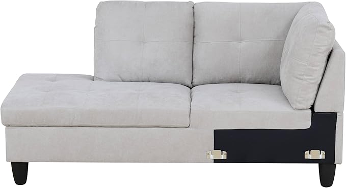 NicBex Sectional Couch 3 Pieces Sofa Set with Right Chaise Flannel L Shaped Cloud Couch for Living Room Furniture Sets with Storage Ottoman, Modular Sofa for Living Room & Apartment, Light Grey