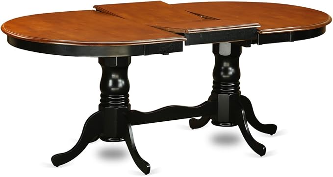 East West Furniture PLQU5-BCH-W 5 Piece Kitchen Table Set for 4 Includes an Oval Dining Room Table with Butterfly Leaf and 4 Dining Chairs, 42x78 Inch, Black & Cherry