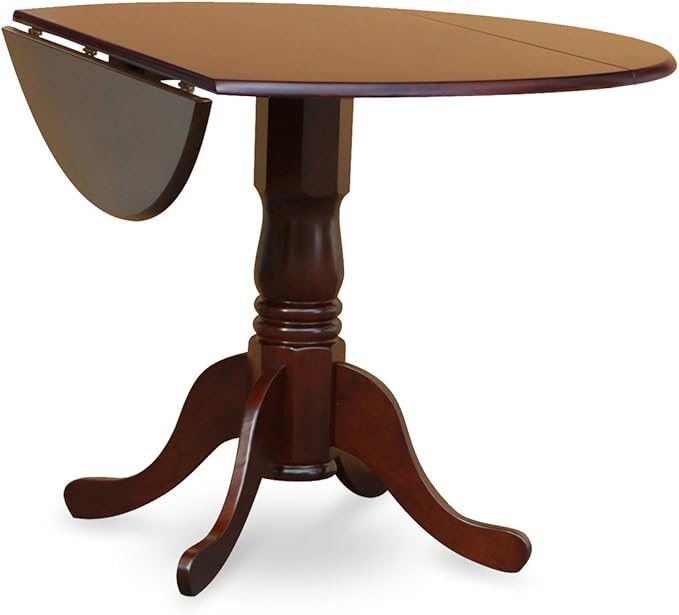 East West Furniture DLBO3-MAH-W 3 Piece Modern Dining Table Set Contains a Round Wooden Table with Dropleaf and 2 Dining Room Chairs, 42x42 Inch, Mahogany