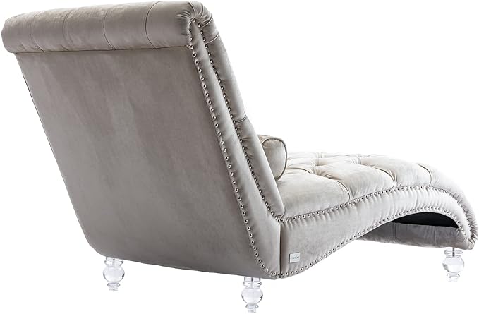 HomSof Modern Armless Velvet Chaise Lounge Indoor Chair with Solid Acrylic Legs