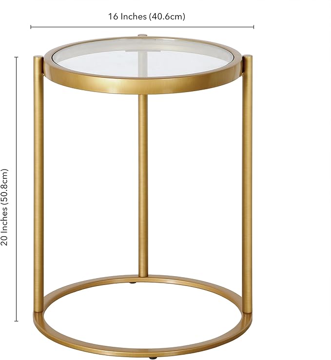 Duxbury 16'' Wide Round Side Table in Brass