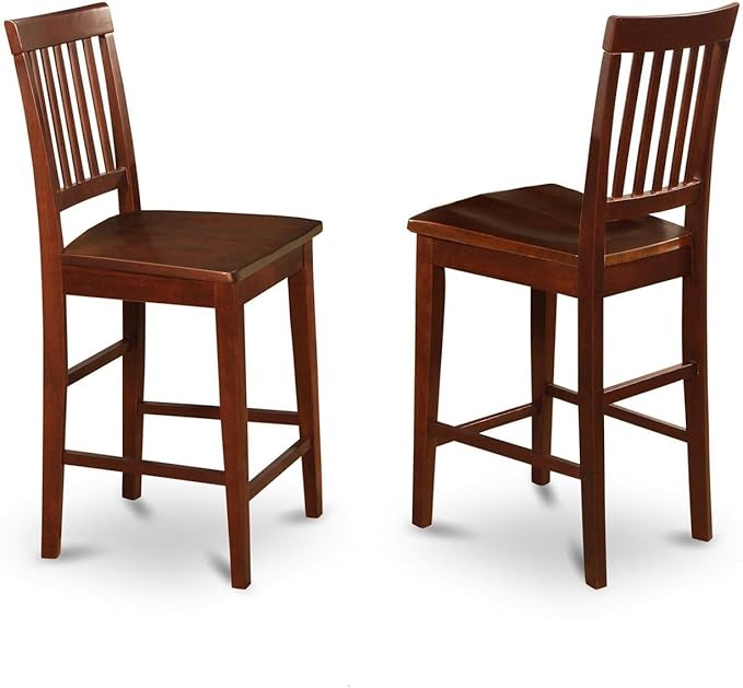 East West Furniture EDVN5-MAH-W 5 Piece Kitchen Counter Height Dining Table Set Includes a Round Pub Table with Pedestal and 4 Dining Room Chairs, 30x30 Inch, Mahogany