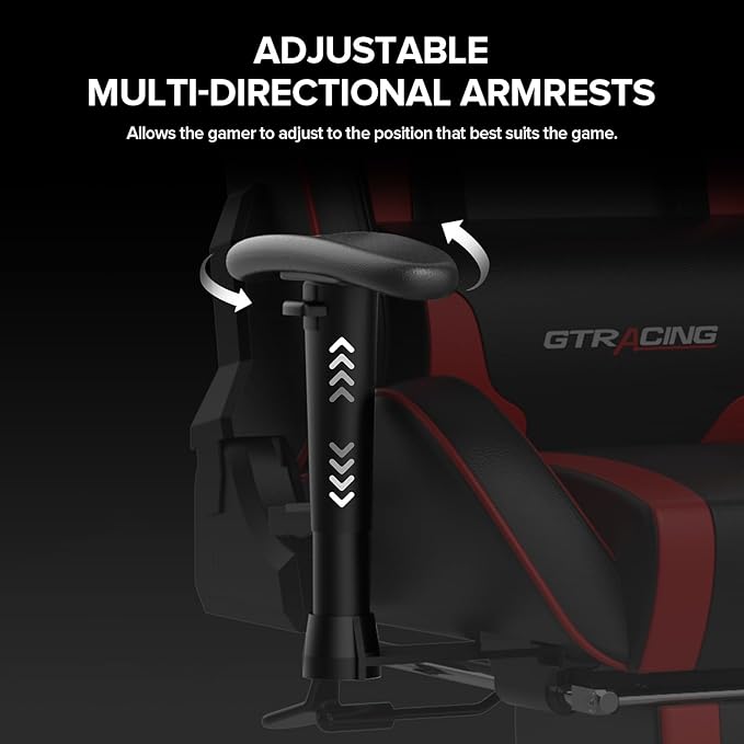 GTRACING Gaming Chair with Footrest Speakers Video Game Chair Bluetooth Music Heavy Duty Ergonomic Computer Office Desk Chair Red