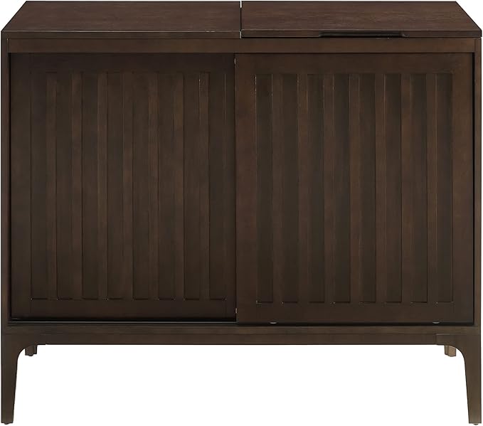 Crosley Furniture Asher Media Console and Record Player Stand with Storage for Vinyl Records, Dark Brown