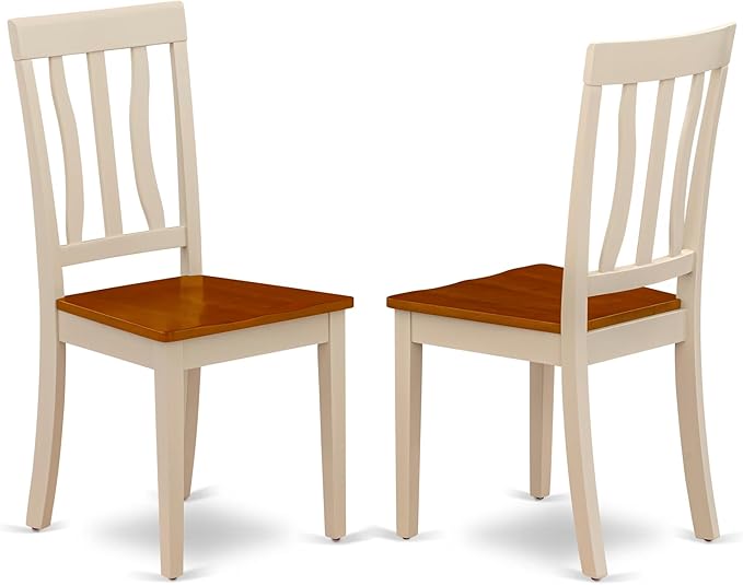 East West Furniture SUAN5-BMK-W 5 Piece Modern Dining Table Set Includes a Round Wooden Table with Dropleaf & Shelves and 4 Dining Room Chairs, 42x42 Inch, Buttermilk & Cherry