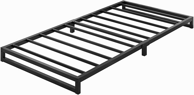 4 Inch Twin Size Bed Frames Heavy Duty Metal Twin Platform Bed Frame No Box Spring Needed, Noise Free, Easy Assembly, Black