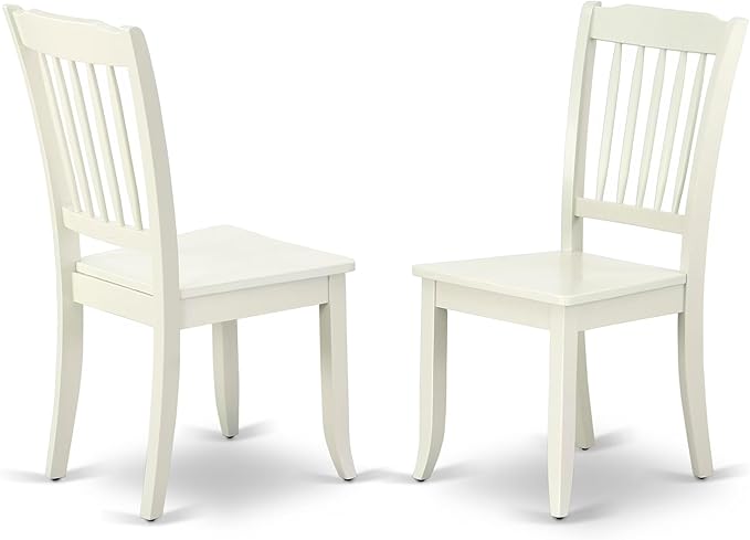 East West Furniture AMDA3-LWH-W 3 Piece Dinette Set for Small Spaces Contains a Round Kitchen Table with Pedestal and 2 Dining Chairs, 36x36 Inch, Linen White