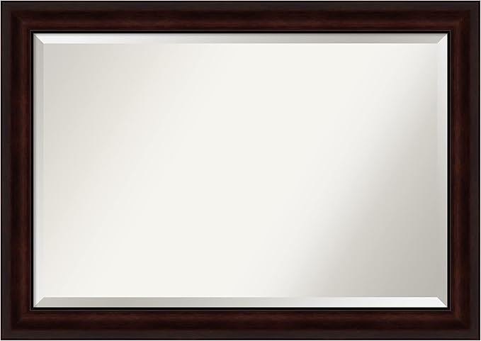 Amanti Art Brown Bathroom Mirror for Over Sink, 29x41 Coffee Bean Brown Rectangle Vanity Mirror, Large Casual Frame, Hangs Horizonally and Vertically, Bathroom Wall Decor, Beveled Edge from WI, USA