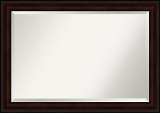 Amanti Art Brown Bathroom Mirror for Over Sink, 29x41 Coffee Bean Brown Rectangle Vanity Mirror, Large Casual Frame, Hangs Horizonally and Vertically, Bathroom Wall Decor, Beveled Edge from WI, USA