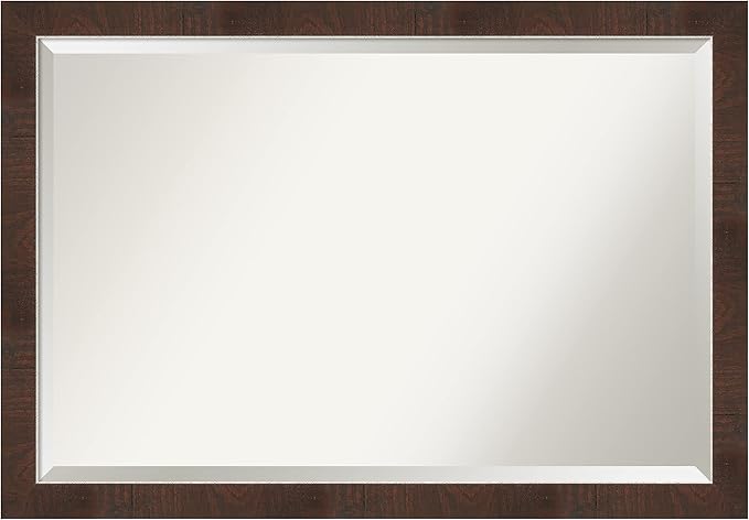 Amanti Art Brown Wall Mirror 27x39 Wildwood Brown Narrow Rectangle Bathroom Mirror for Wall Decor Living Room, Large Rustic Farmhouse Frame, Hangs Horizonally and Vertically, Bathroom Decor, Beveled