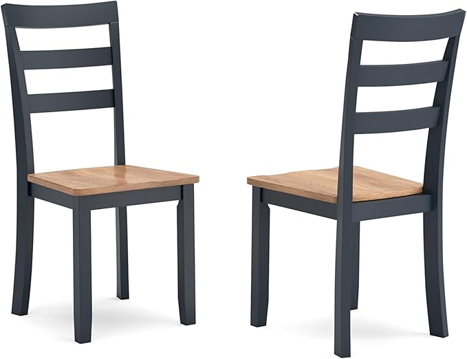 Signature Design by Ashley Gesthaven Solid Wood Frame Dining Chair, Set of 2, Blue/Natural