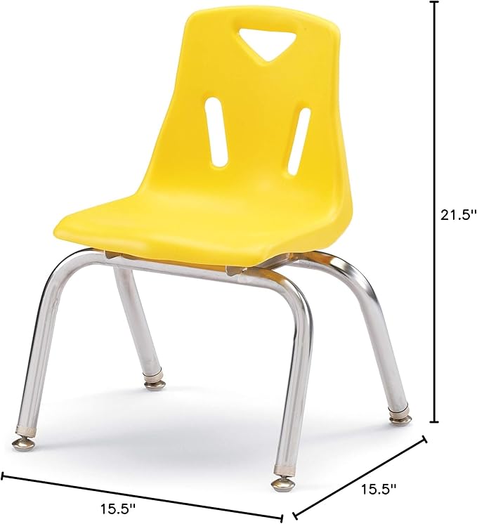 Berries Jonti-Craft 8142JC6007 Stacking Chairs with Chrome-Plated Legs, 12" Height, Yellow, Pack of 6