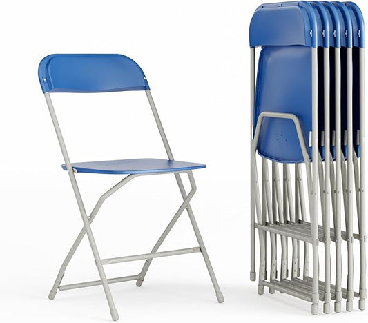 Flash Furniture Hercules Series Plastic Folding Chair - Blue - 6 Pack 650LB Weight Capacity Comfortable Event Chair-Lightweight Folding Chair