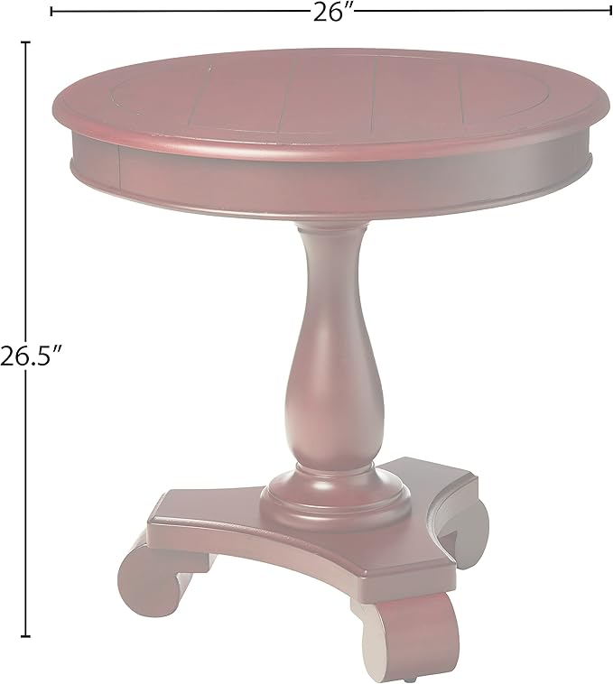 INSPIRED by Bassett OSP Home Furnishings Avalon Hand Painted Round Accent Table with Traditional Accents, Vintage Wine