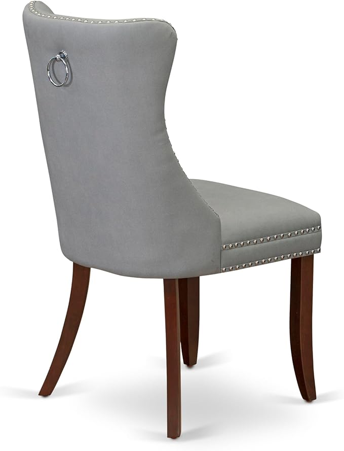 East West Furniture DODA7-MAH-27 7 Piece Dining Set Consists of a Rectangle Kitchen Table with Butterfly Leaf and 6 Polyester Fabric Upholstered Chairs, 42x78 Inch, Mahogany