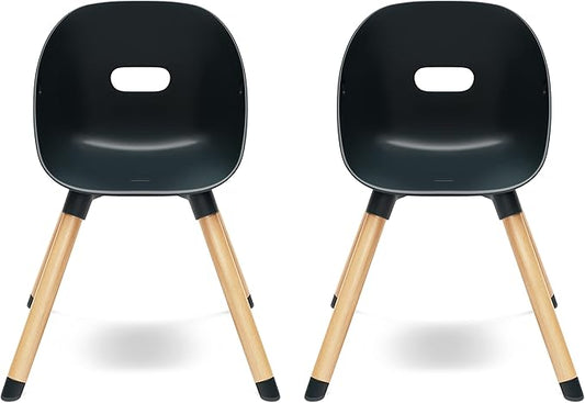 Lalo The Play Chair, Wooden and Non-Toxic Plastic Kids and Toddler Chair - Sturdy Bucket Seat and Easy to Clean Kids Chair with up to 200 lb. Weight Capacity, Set of 2 - Licorice