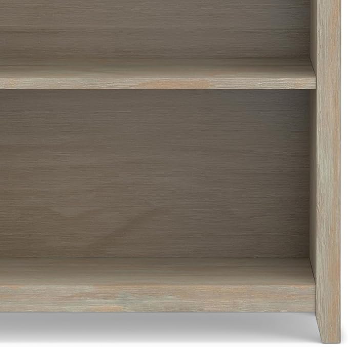 SIMPLIHOME Amherst Bookcase - 70 inch Tall 5-Shelf Solid Wood Bookshelf in Distressed Grey, Transitional Storage for Living Room, Study Room or Office with Adjustable Shelves and Tapered Legs