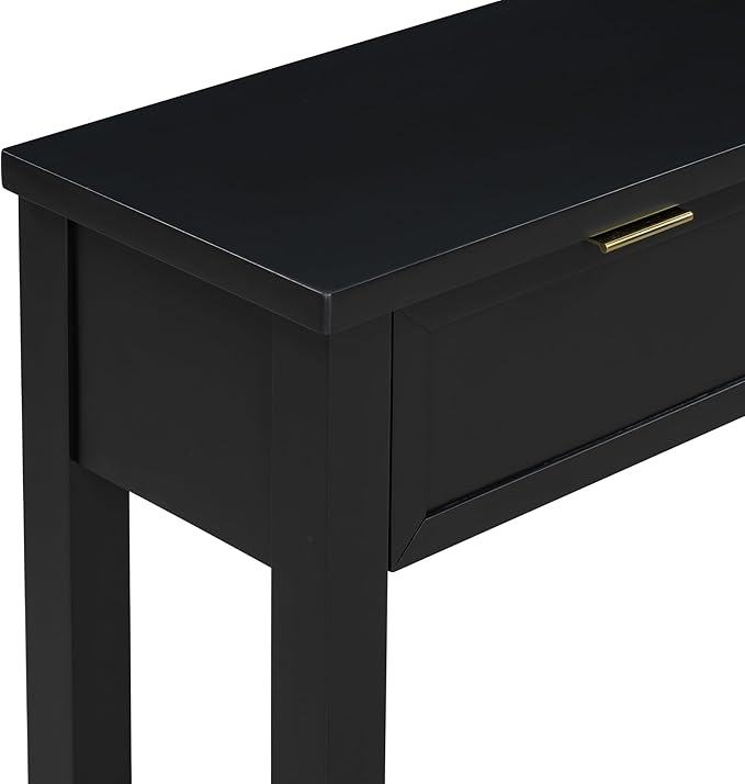 Ball & Cast 60“ Contemporary 4 Drawers Console Table, Long Narrow Entryway-Table with Drawer & Shelf, Modern Storage Sofa Tables, Farmhouse Wood Couch-Tables for Entrance Hallway Living,Black