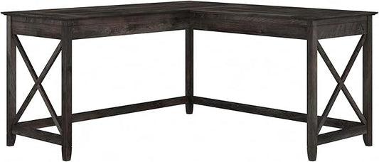 Bush Furniture Key West L Shaped Desk, 60-inch Modern Farmhouse Writing Desk for Home Office