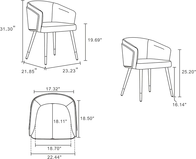 Manhattan Comfort Reeva Modern Dining Chair Upholstered in Tight Fit Leatherette, Accent Furniture with Solid Beech Wood Frame & Legs with Stylish Gold Tips, Graphite Grey