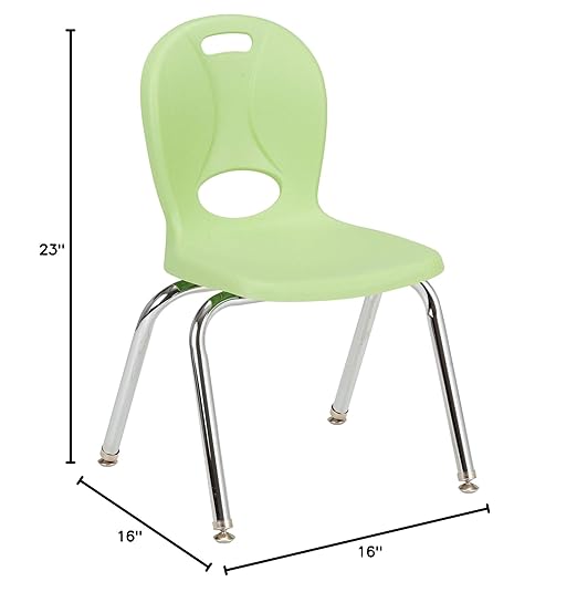Learniture LNT-114-CSW-GA Learniture Structure Series School Chairs for Classroom, 14" Seat Height, Green Apple, Pack of 4