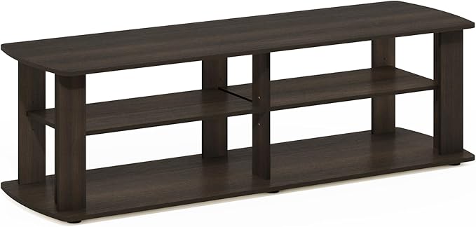 Furinno Nelly Entertainment Center TV Stand, Short 43.3"(W) x13.4(H) x13.1(D), Dark Brown